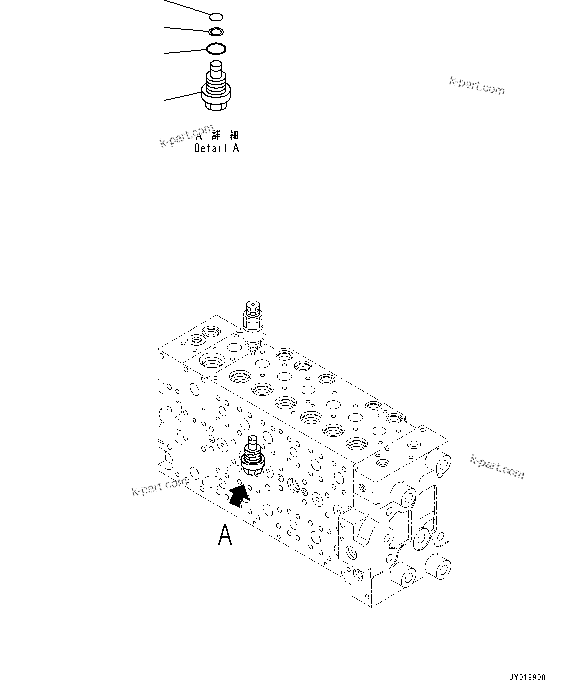 Komatsu parts book diagram for PC350LC-8M0 S/N K52001-UP: CONTROL VALVE, 7-SPOOL, INNER PARTS (17/22)