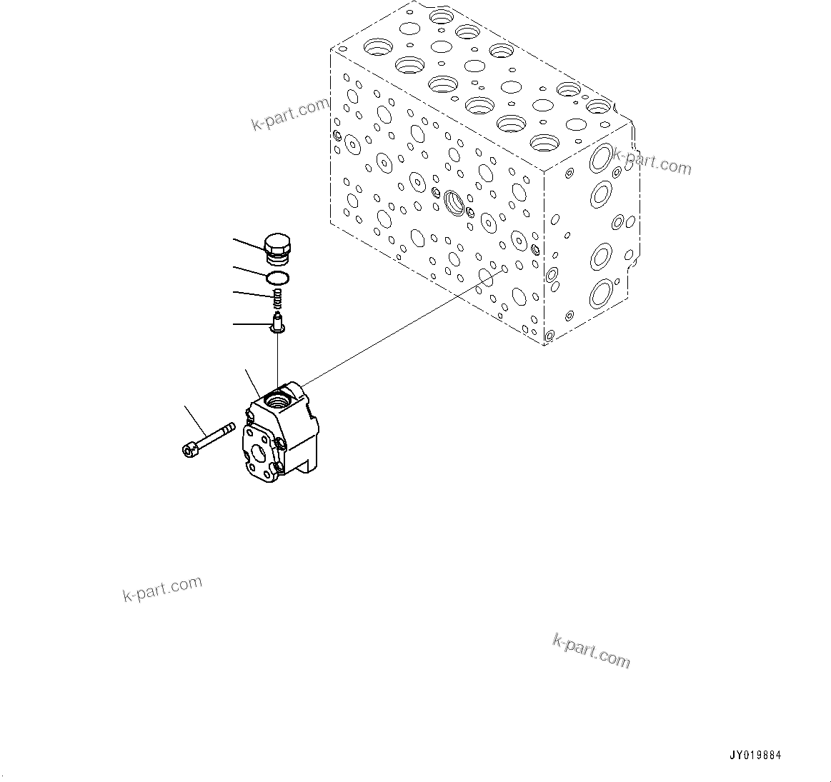 Komatsu parts book diagram for PC350LC-8M0 S/N K52001-UP: CONTROL VALVE, 7-SPOOL, INNER PARTS (20/22)
