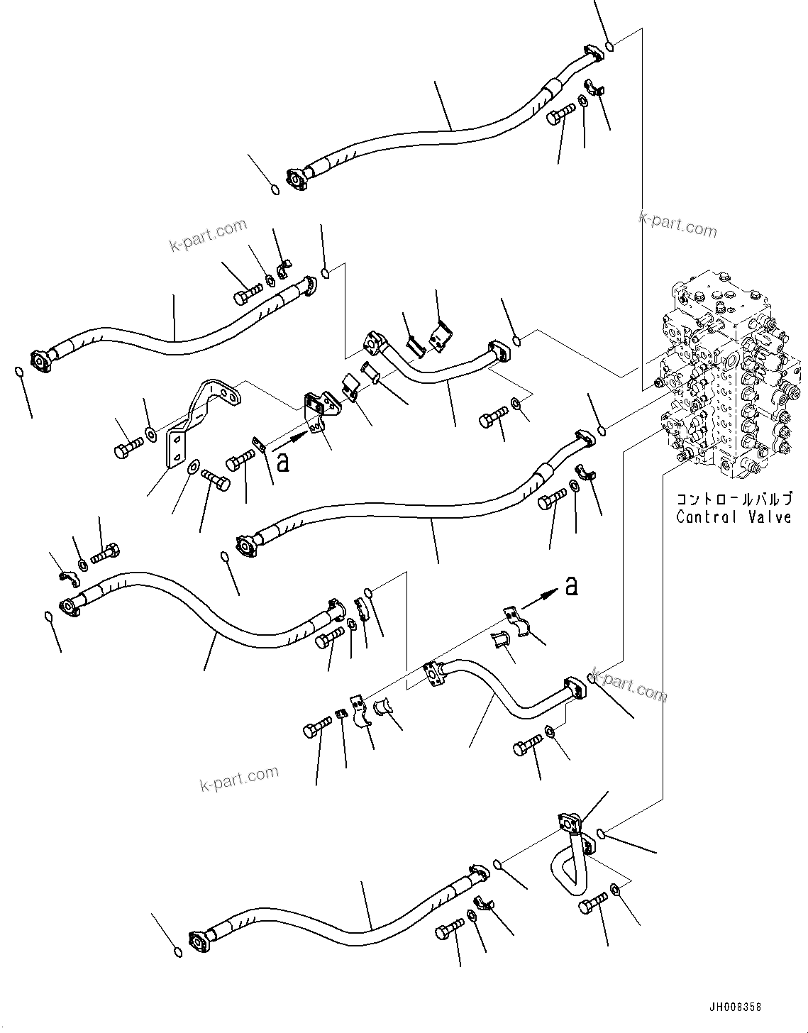 Komatsu parts book diagram for PC350LC-8M0 S/N K52001-UP: ARM AND BUCKET PIPING
