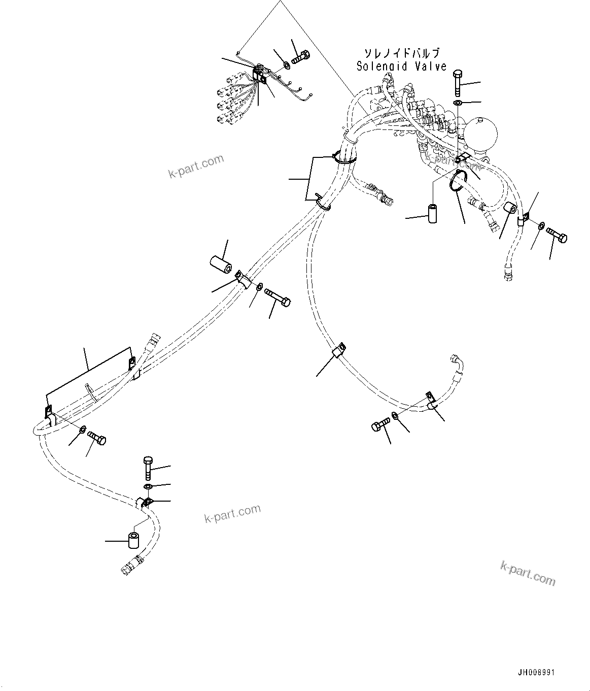 Komatsu parts book diagram for PC350LC-8M0 S/N K52001-UP: SOLENOID VALVE, CLAMP