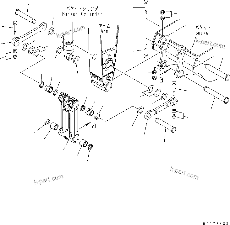 Komatsu parts book diagram for PC350LC-8M0 S/N K52001-UP: ARM, 2200MM, BUCKET LINK
