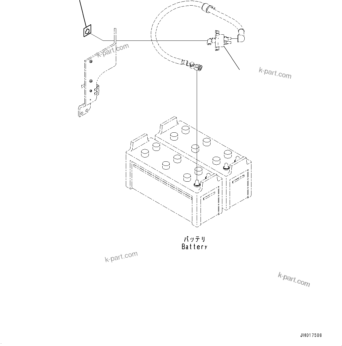 Komatsu parts book diagram for PC350LC-8M0 S/N K52001-UP: CAUTION PLATES, BATTERY, PICTORIAL TYPE, BATTERY DISCONNECT SWITCH