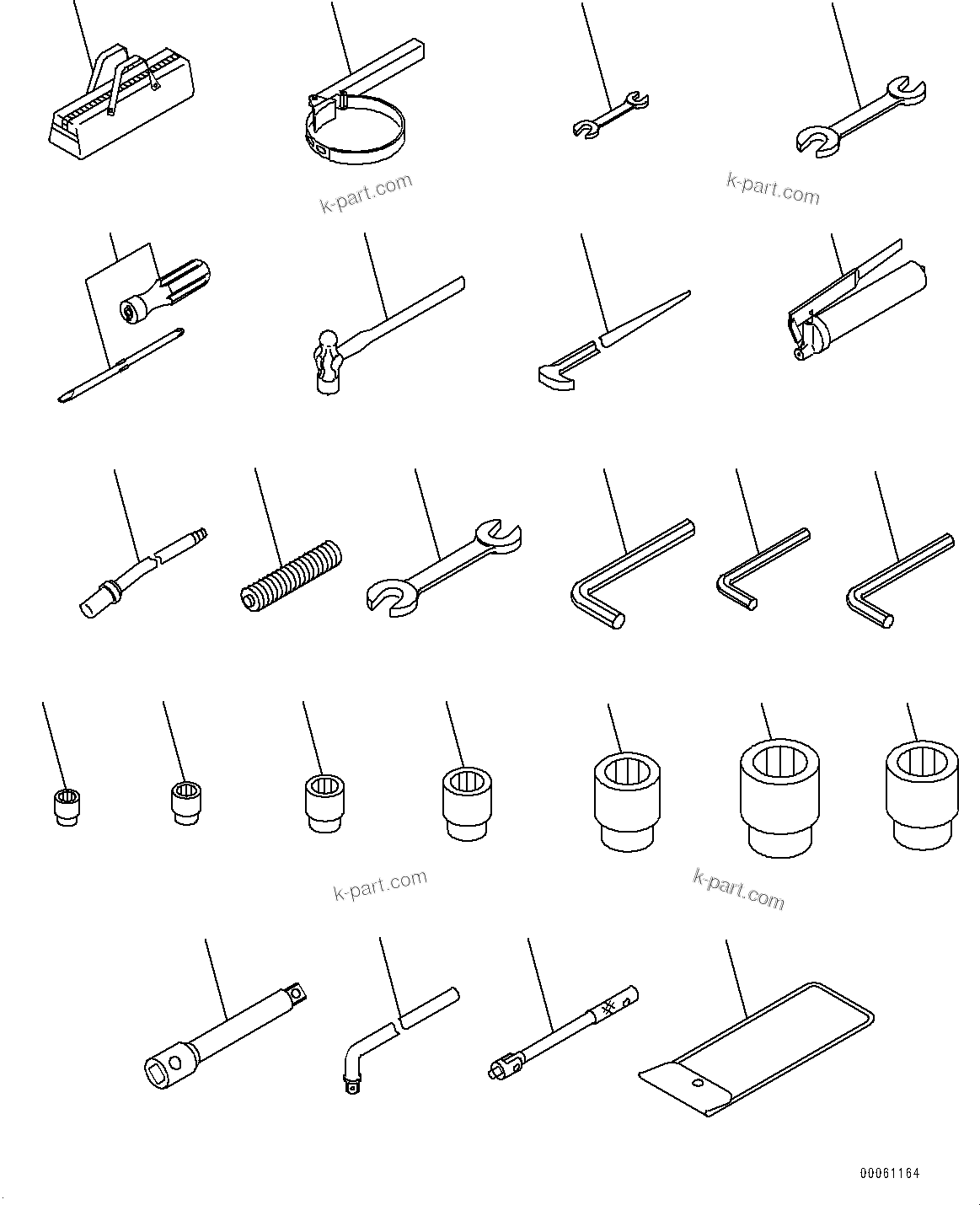Komatsu parts book diagram for PC350LC-8M0 S/N K52001-UP: GENERAL TOOL SET