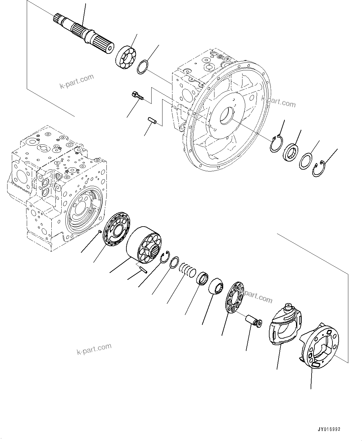 Komatsu parts book diagram for HB215LC-3 S/N K70001-UP: ENGINE RELATED PARTS, PISTON PUMP (3/12)