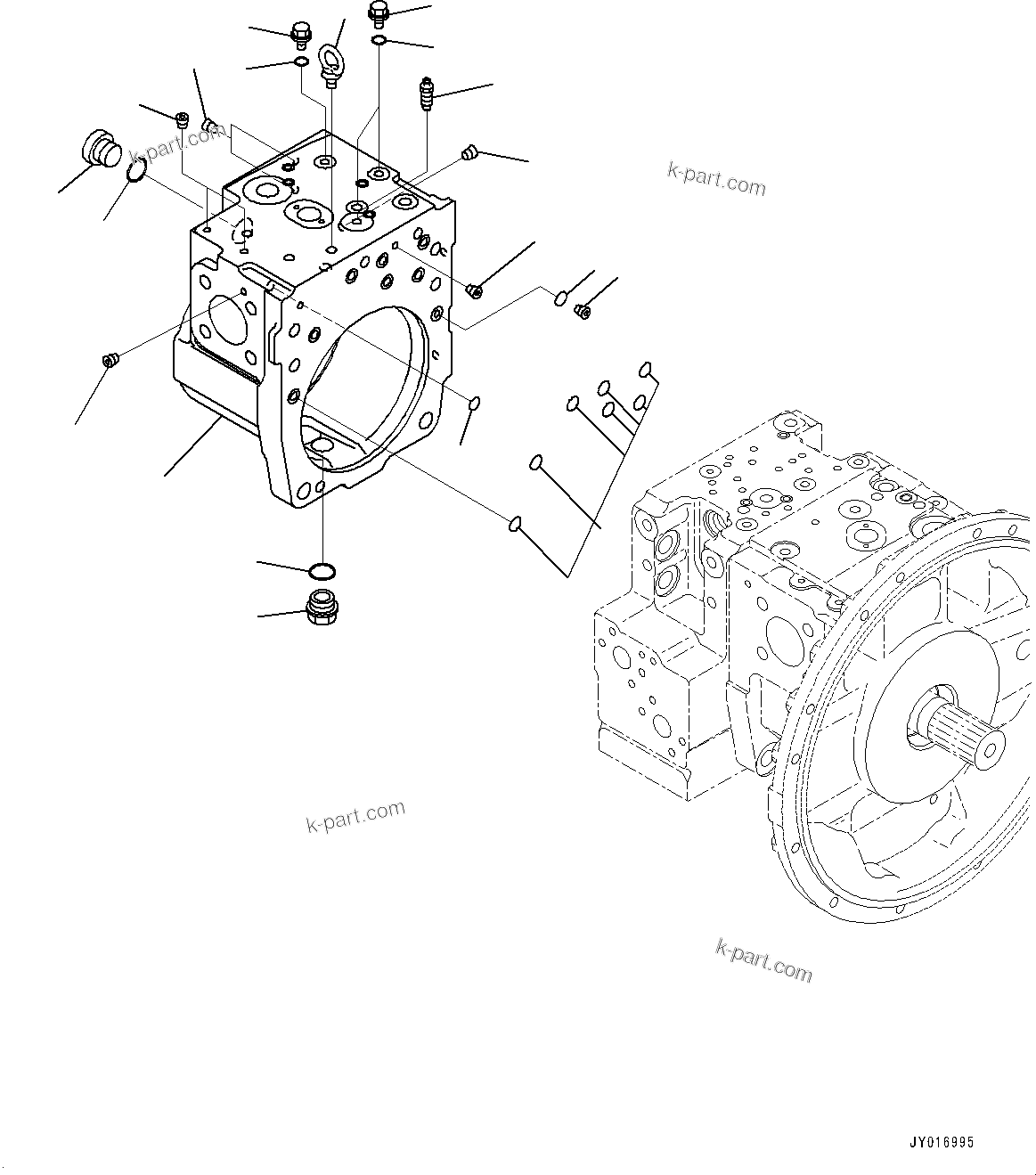 Komatsu parts book diagram for HB215LC-3 S/N K70001-UP: ENGINE RELATED PARTS, PISTON PUMP (6/12)