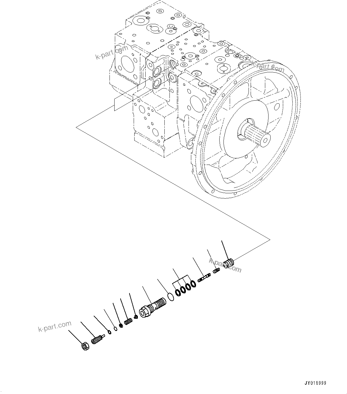 Komatsu parts book diagram for HB215LC-3 S/N K70001-UP: ENGINE RELATED PARTS, PISTON PUMP (10/12)