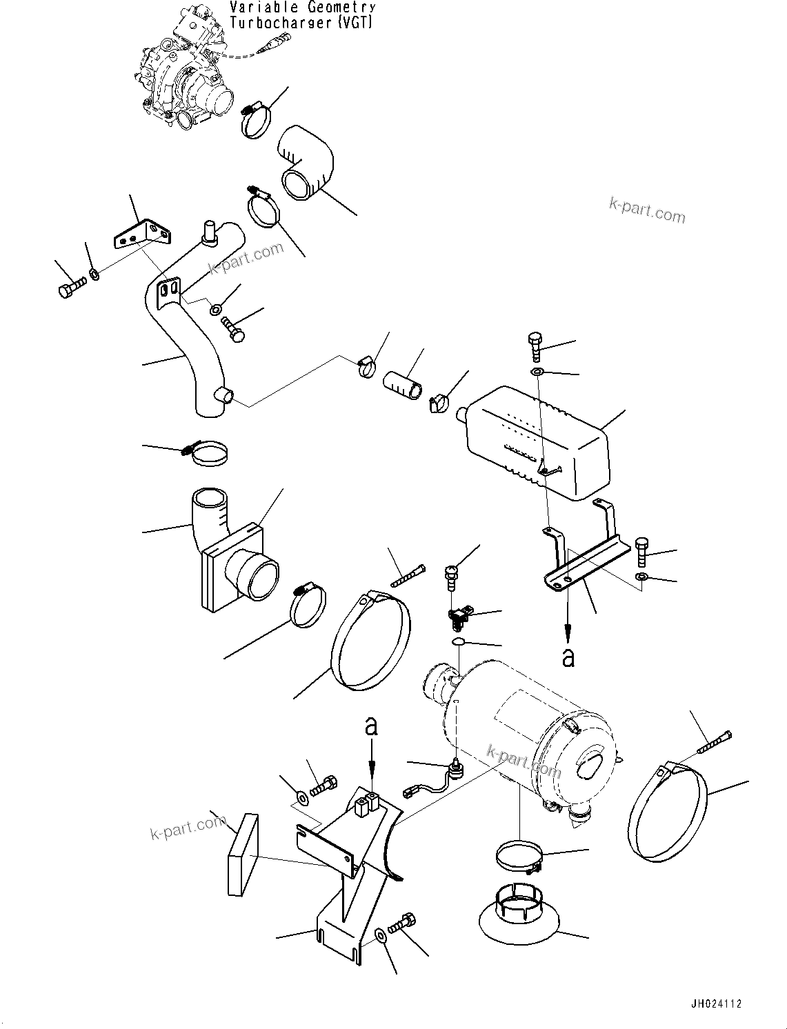 Komatsu parts book diagram for HB215LC-3 S/N K70001-UP: AIR CLEANER, MOUNTING