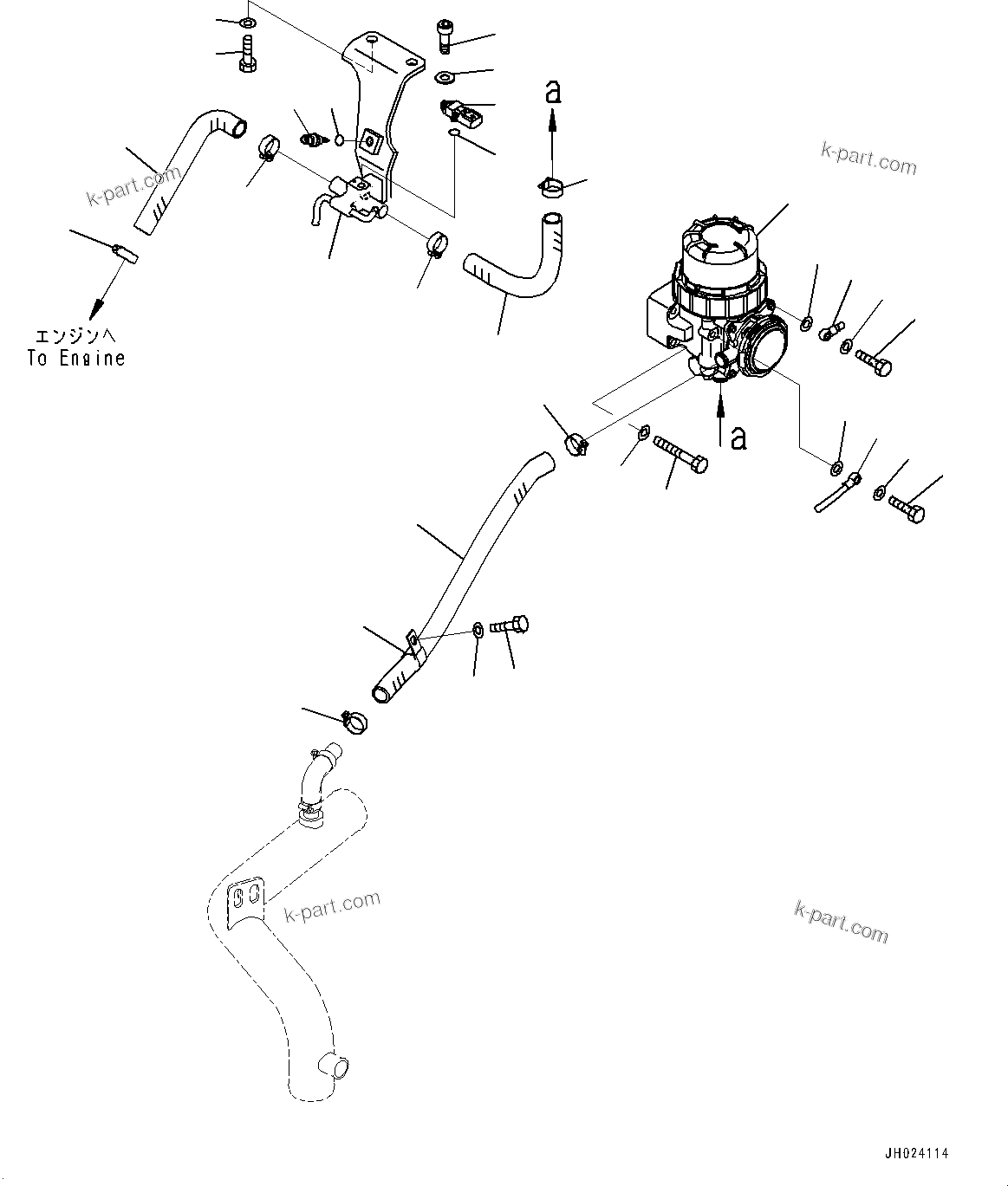 Komatsu parts book diagram for HB215LC-3 S/N K70001-UP: AIR CLEANER, KOMATSU CLOSED CRANKCASE VENTILATION (KCCV)