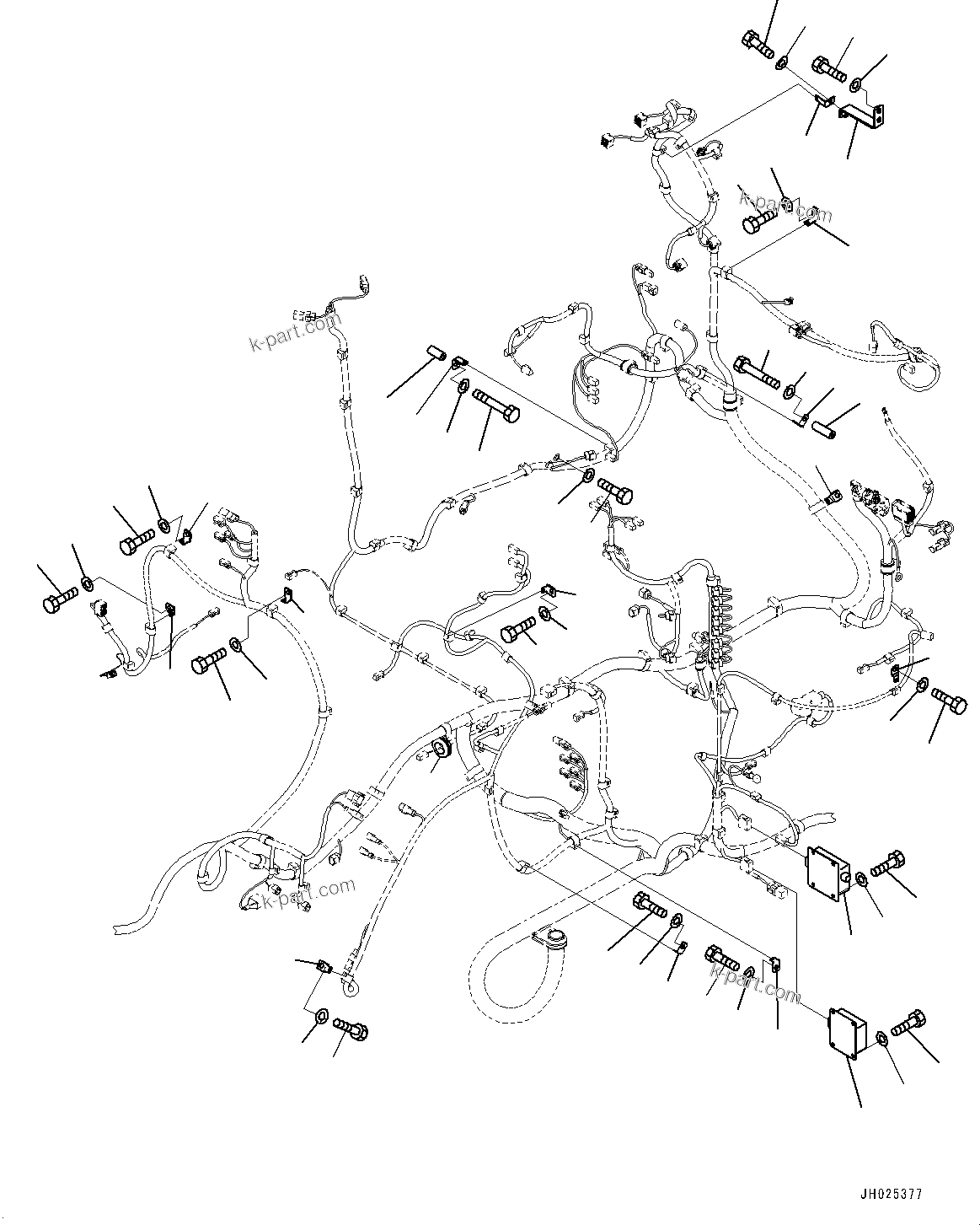 Komatsu parts book diagram for HB215LC-3 S/N K70001-UP: ELECTRIC WIRING HARNESS, MAIN WIRING HARNESS MOUNTING (3/3)