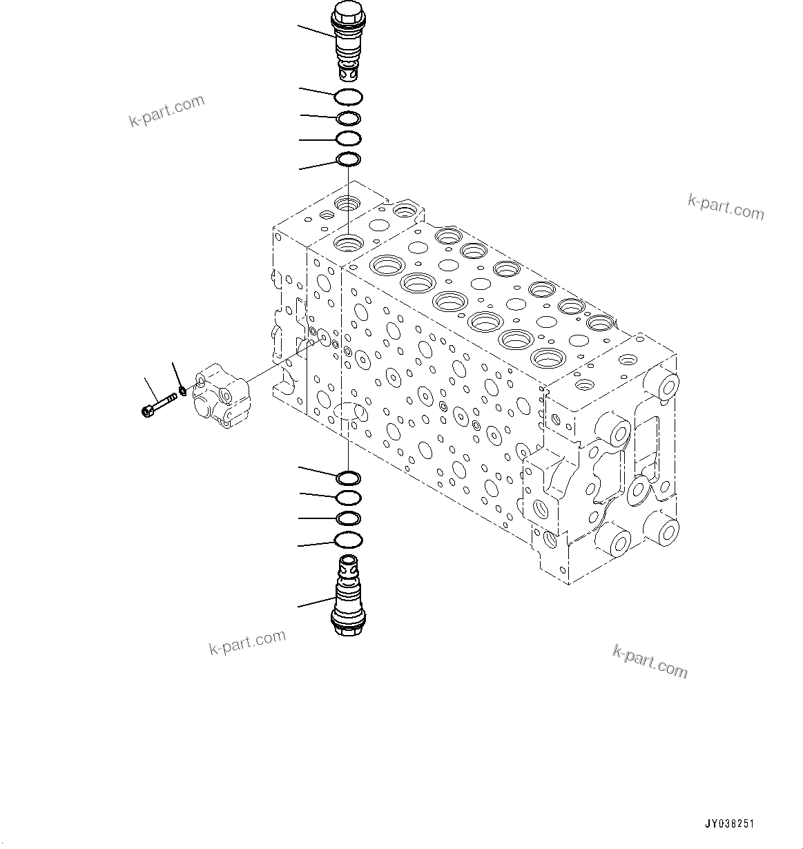 Komatsu parts book diagram for HB215LC-3 S/N K70001-UP: CONTROL VALVE, 6-SPOOL, 1-ADDITIONAL ACTUATOR PIPING, TOOL CONTROL, INNER PARTS (18/23)