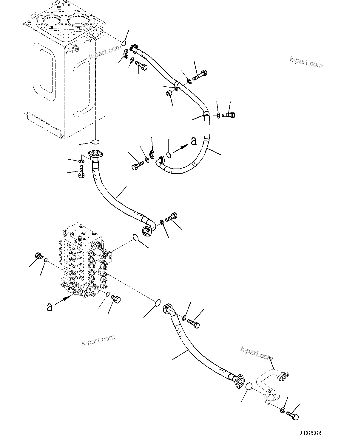 Komatsu parts book diagram for HB215LC-3 S/N K70001-UP: RETURN PIPING, 1-ADDITIONAL ACTUATOR PIPING