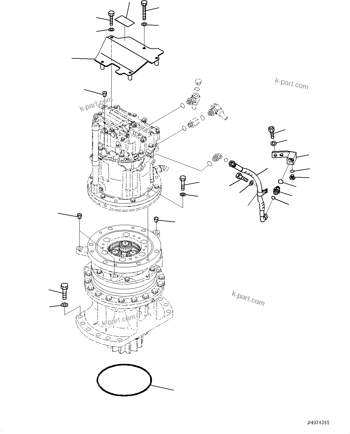 Komatsu parts book diagram for HB215LC-3 S/N K70001-UP: SWING MACHINERY AND MOTOR, MOTOR DRAIN