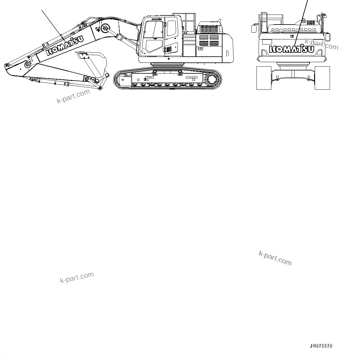 Komatsu parts book diagram for HB215LC-3 S/N K70001-UP: KOMATSU LOGO