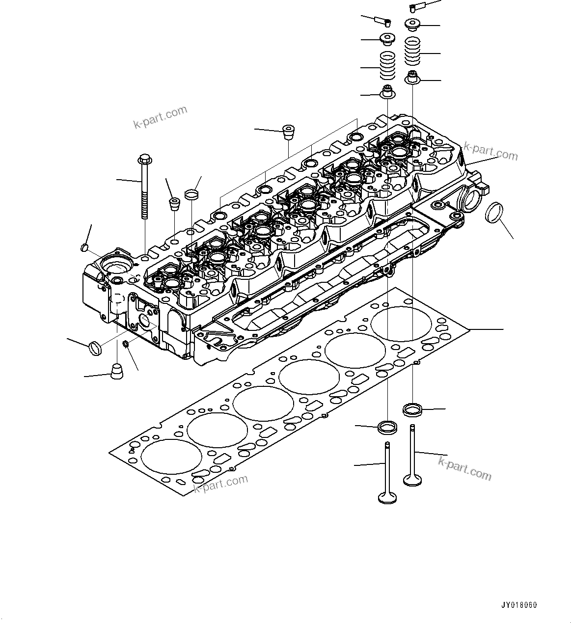 Komatsu parts book diagram for SAA6D107E-3B S/N 22347036-UP (For PC290LC-11E0): CYLINDER HEAD