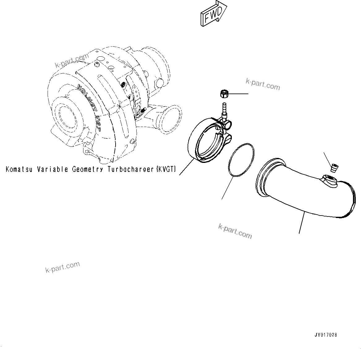 Komatsu parts book diagram for SAA6D107E-3B S/N 22347036-UP (For PC290LC-11E0): AIR TRANSFER CONNECTION