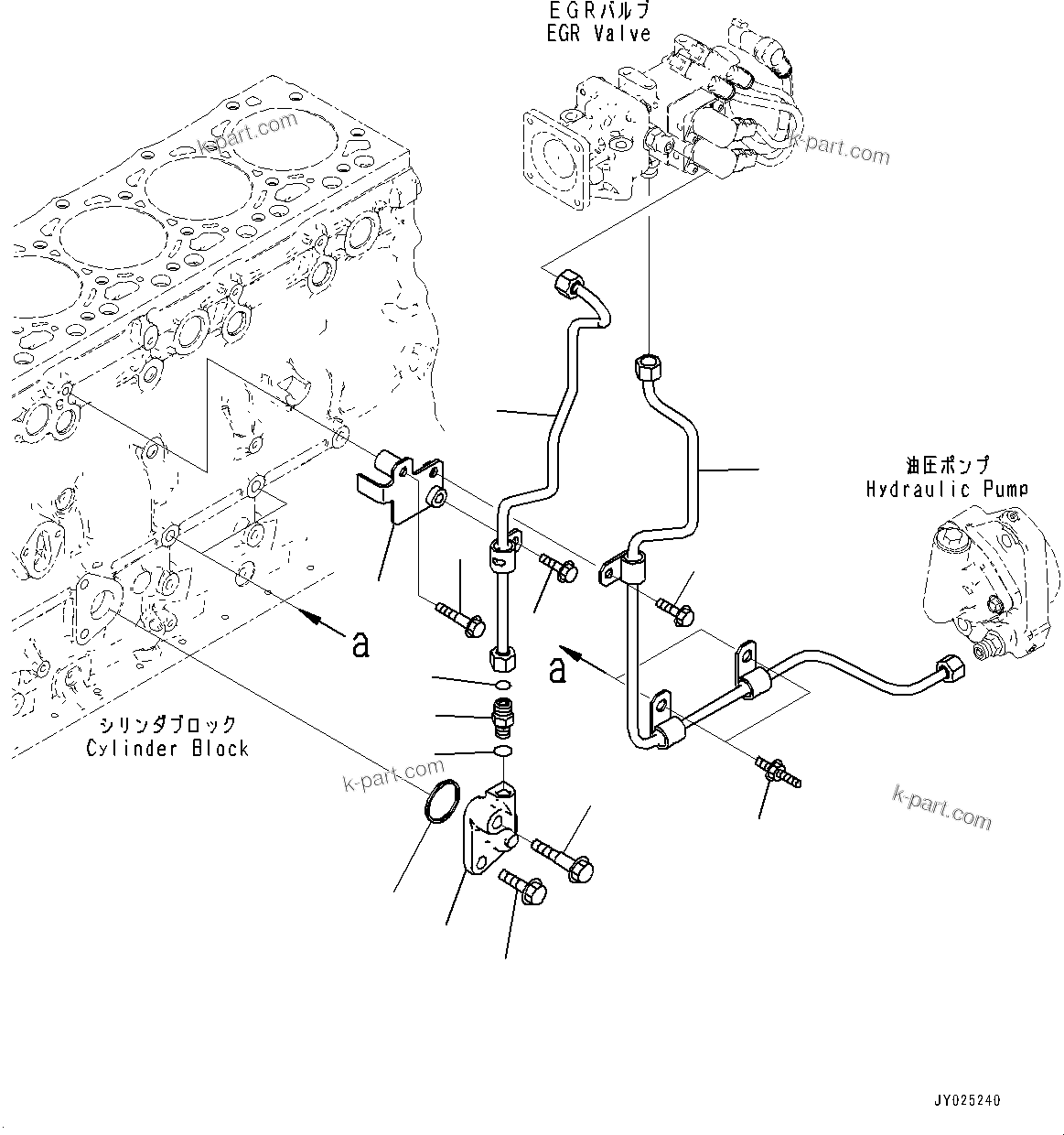 Komatsu parts book diagram for SAA6D107E-3B S/N 22347036-UP (For PC290LC-11E0): HYDRAULIC PUMP PIPING