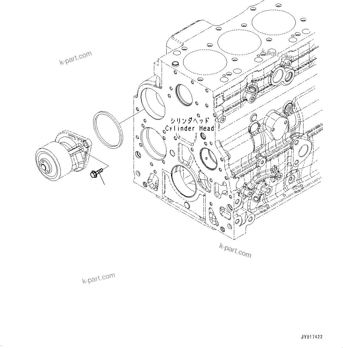 Komatsu parts book diagram for SAA6D107E-3B S/N 22347036-UP (For PC290LC-11E0): WATER PUMP MOUNTING, TANDEM, MOUNTING BOLT