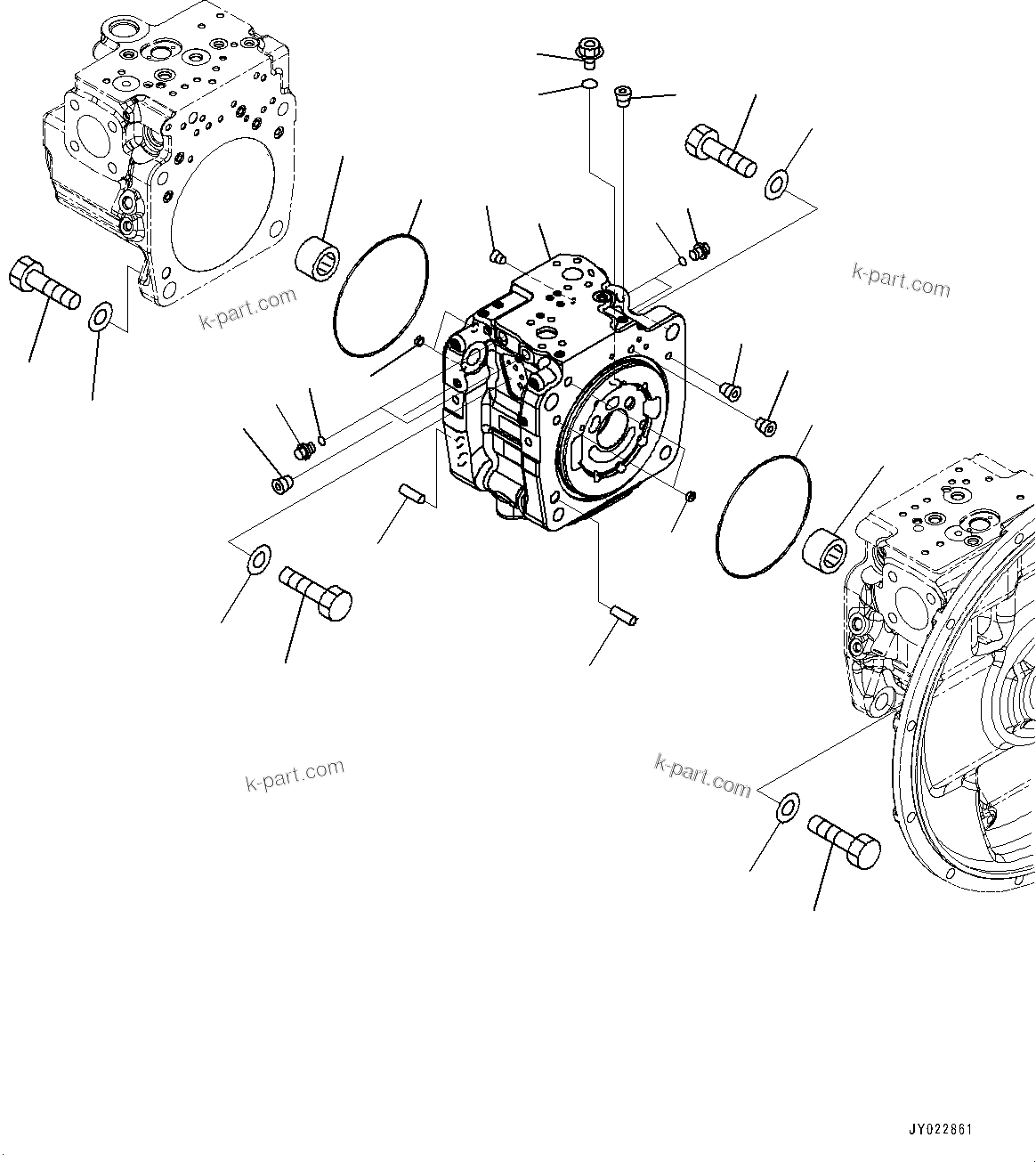 Komatsu parts book diagram for HB365LC-3E0 S/N K75001-UP: ENGINE RELATED PARTS, PISTON PUMP (2/14)