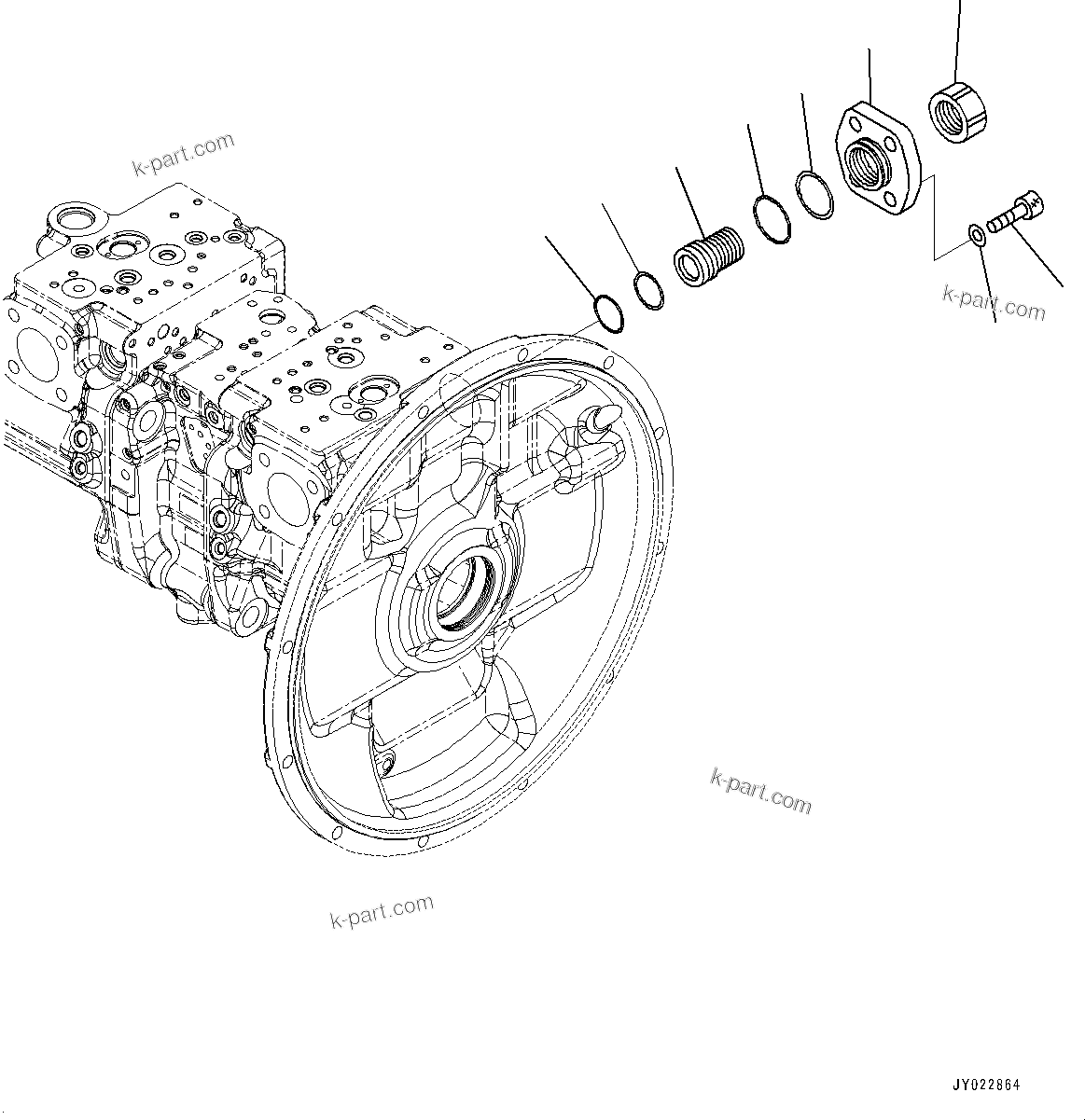 Komatsu parts book diagram for HB365LC-3E0 S/N K75001-UP: ENGINE RELATED PARTS, PISTON PUMP (5/14)