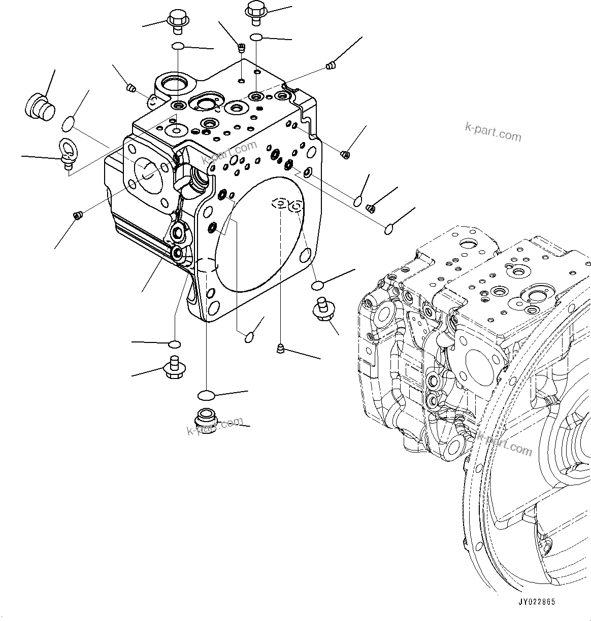 Komatsu parts book diagram for HB365LC-3E0 S/N K75001-UP: ENGINE RELATED PARTS, PISTON PUMP (6/14)
