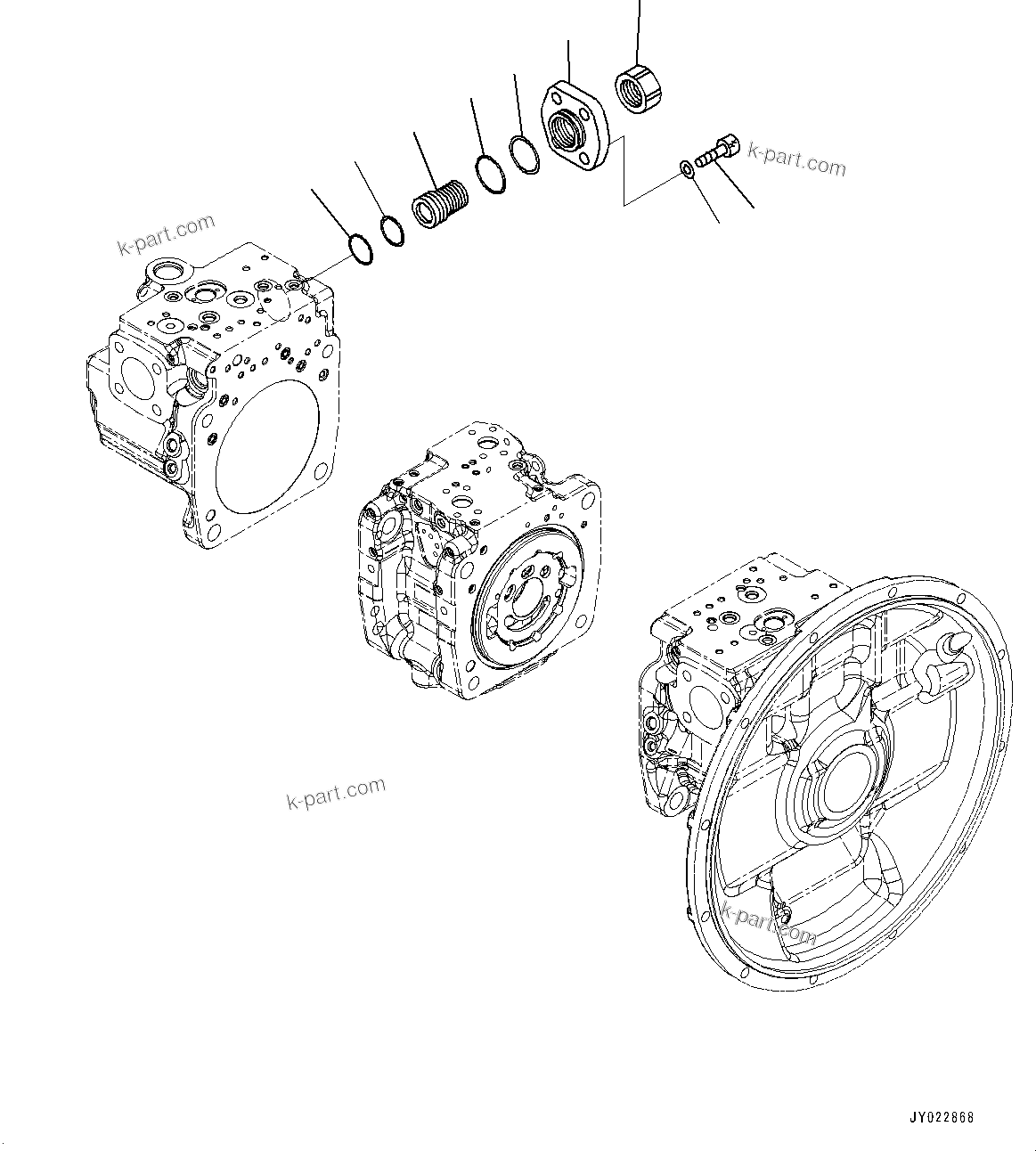 Komatsu parts book diagram for HB365LC-3E0 S/N K75001-UP: ENGINE RELATED PARTS, PISTON PUMP (9/14)