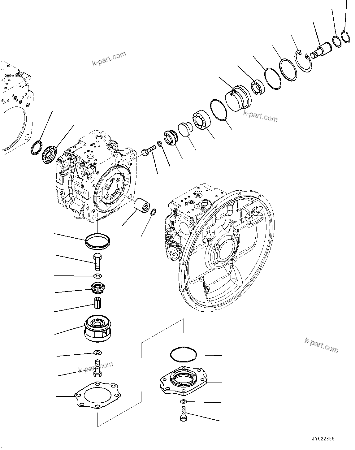 Komatsu parts book diagram for HB365LC-3E0 S/N K75001-UP: ENGINE RELATED PARTS, PISTON PUMP (10/14)