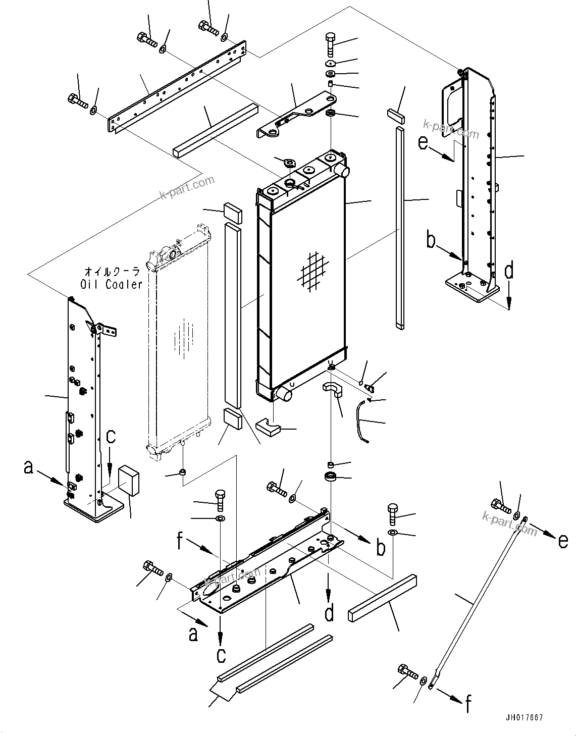 Komatsu parts book diagram for HB365LC-3E0 S/N K75001-UP: COOLING SYSTEM, AUTO AIR CONDITIONER, RADIATOR AND FRAME