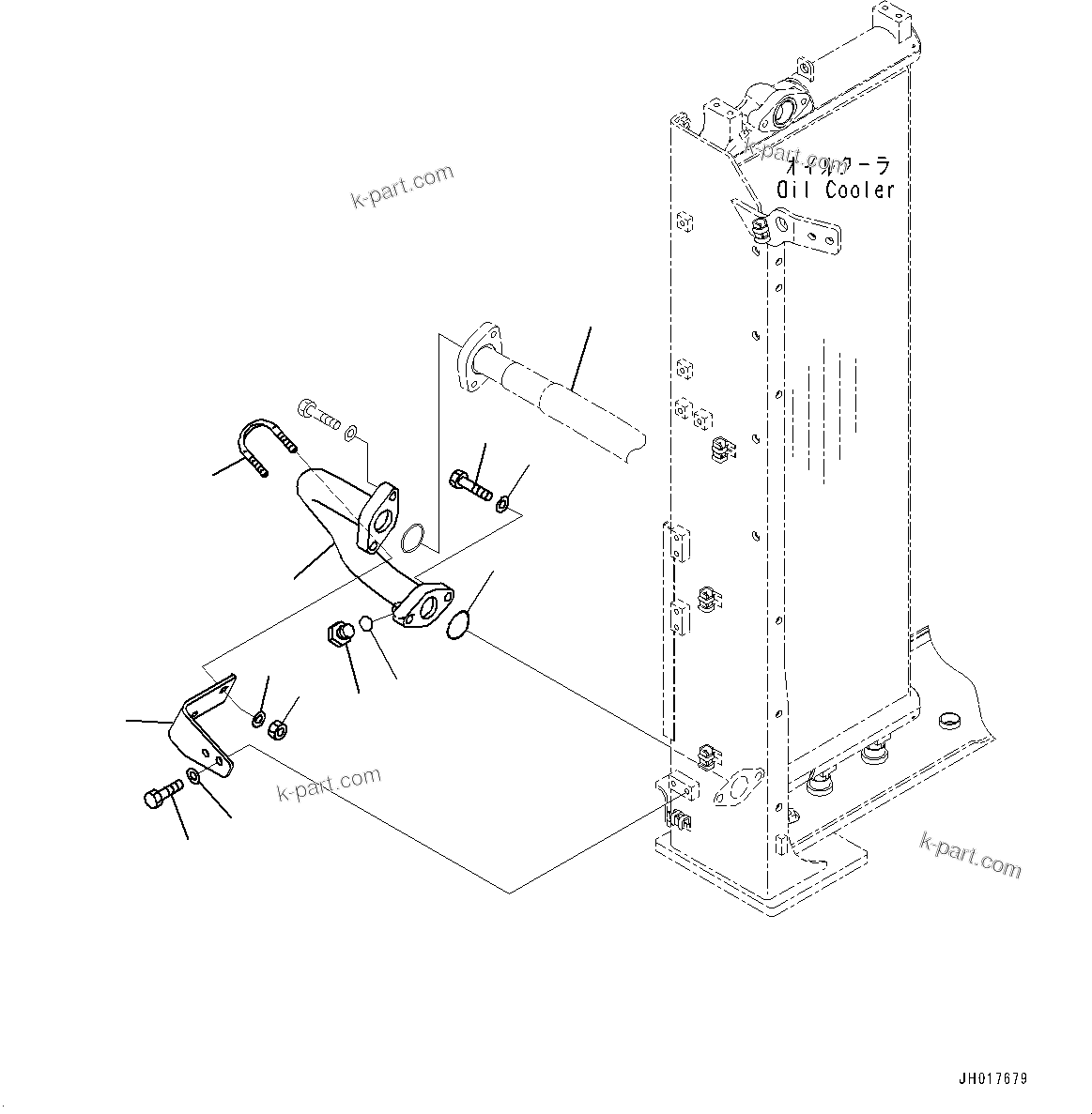 Komatsu parts book diagram for HB365LC-3E0 S/N K75001-UP: COOLING SYSTEM, AUTO AIR CONDITIONER, OIL COOLER PIPING
