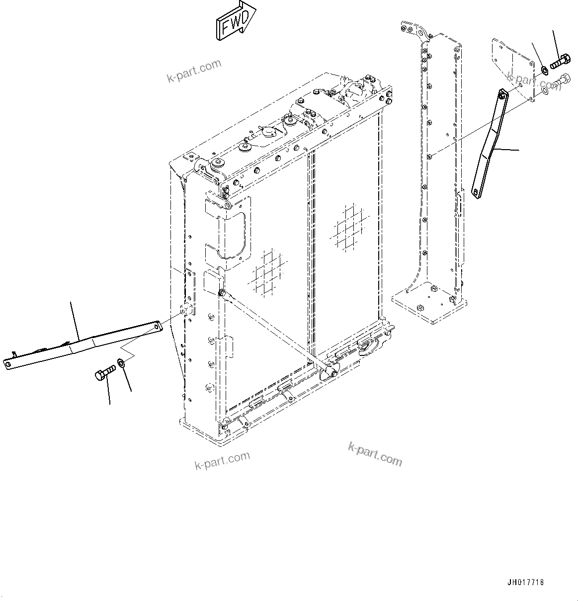 Komatsu parts book diagram for HB365LC-3E0 S/N K75001-UP: COOLING SYSTEM, AUTO AIR CONDITIONER, STAY