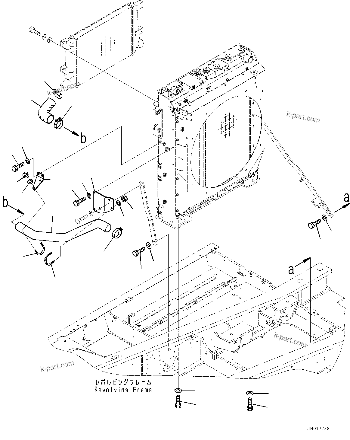 Komatsu parts book diagram for HB365LC-3E0 S/N K75001-UP: COOLING SYSTEM, 2-ADDITIONAL ACTUATOR PIPING, ACCUMULATOR, AUTO AIR CONDITIONER, AFTERCOOLER PIPING