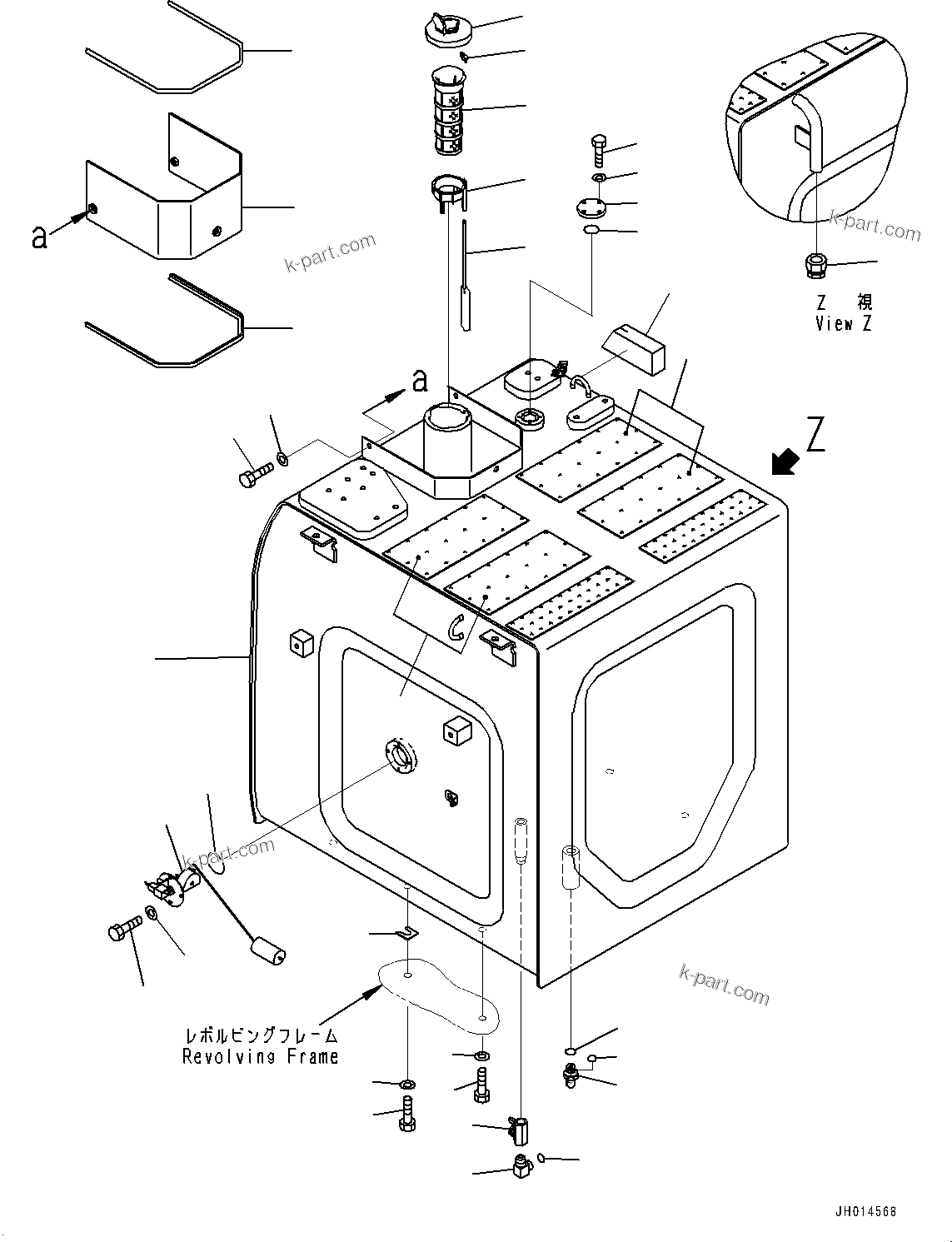 Komatsu parts book diagram for HB365LC-3E0 S/N K75001-UP: FUEL TANK