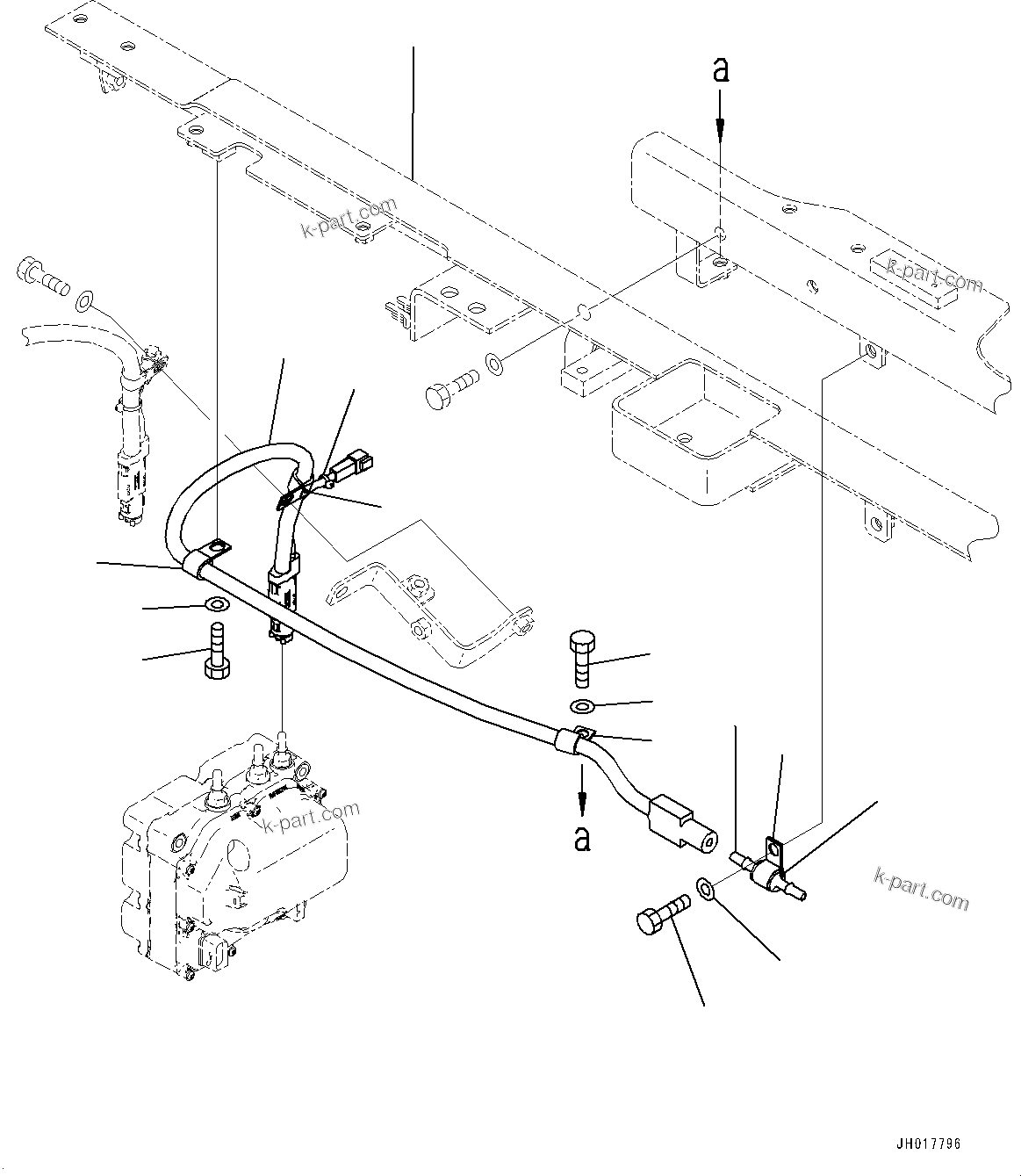 Komatsu parts book diagram for HB365LC-3E0 S/N K75001-UP: DEF PIPING, DEF PRESSURE HOSE