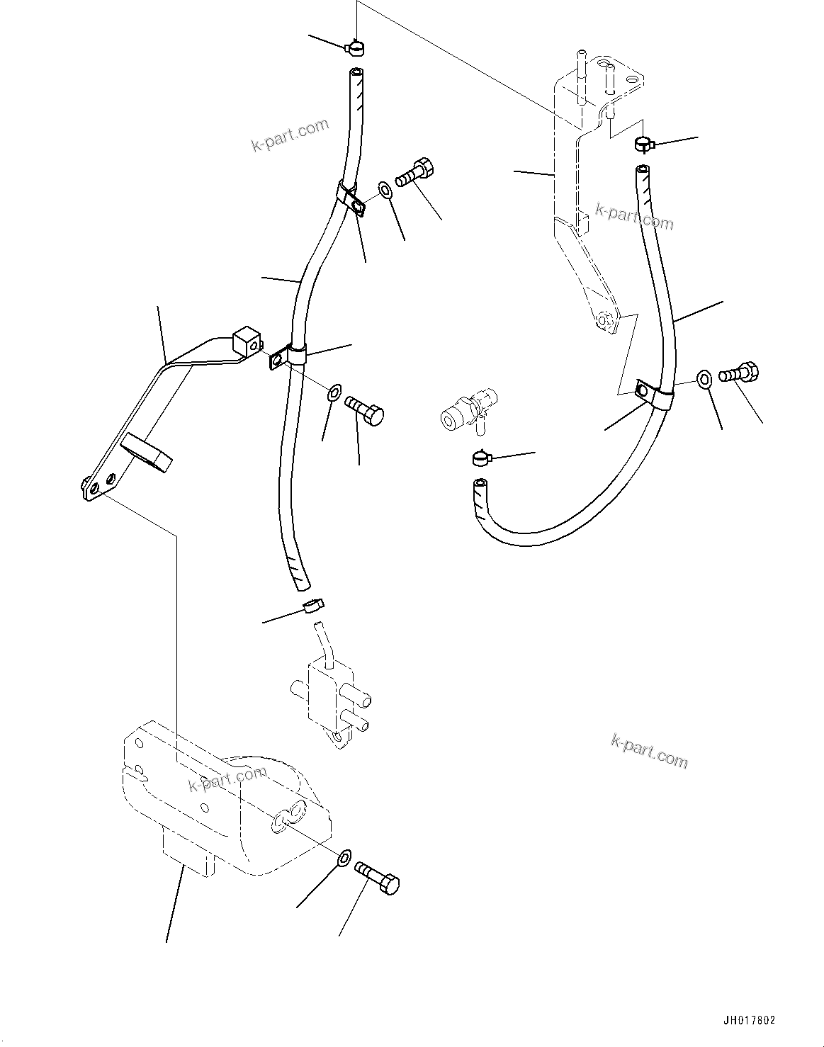 Komatsu parts book diagram for HB365LC-3E0 S/N K75001-UP: DEF PIPING, DOSING MODULE COOLANT HOSE