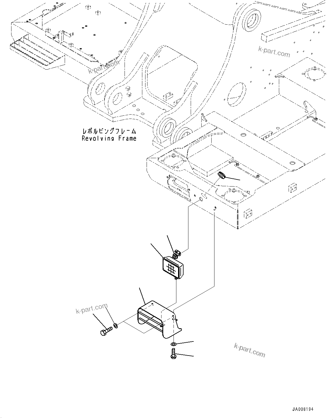 Komatsu parts book diagram for HB365LC-3E0 S/N K75001-UP: ADDITIONAL WORKING LAMP, FRONT, CAB TOP, BOOM L.H., DECK L.H., DECK