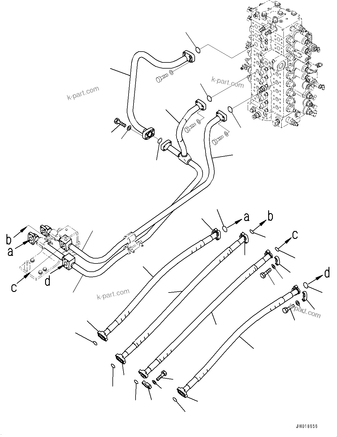 Komatsu parts book diagram for HB365LC-3E0 S/N K75001-UP: BOOM PIPING