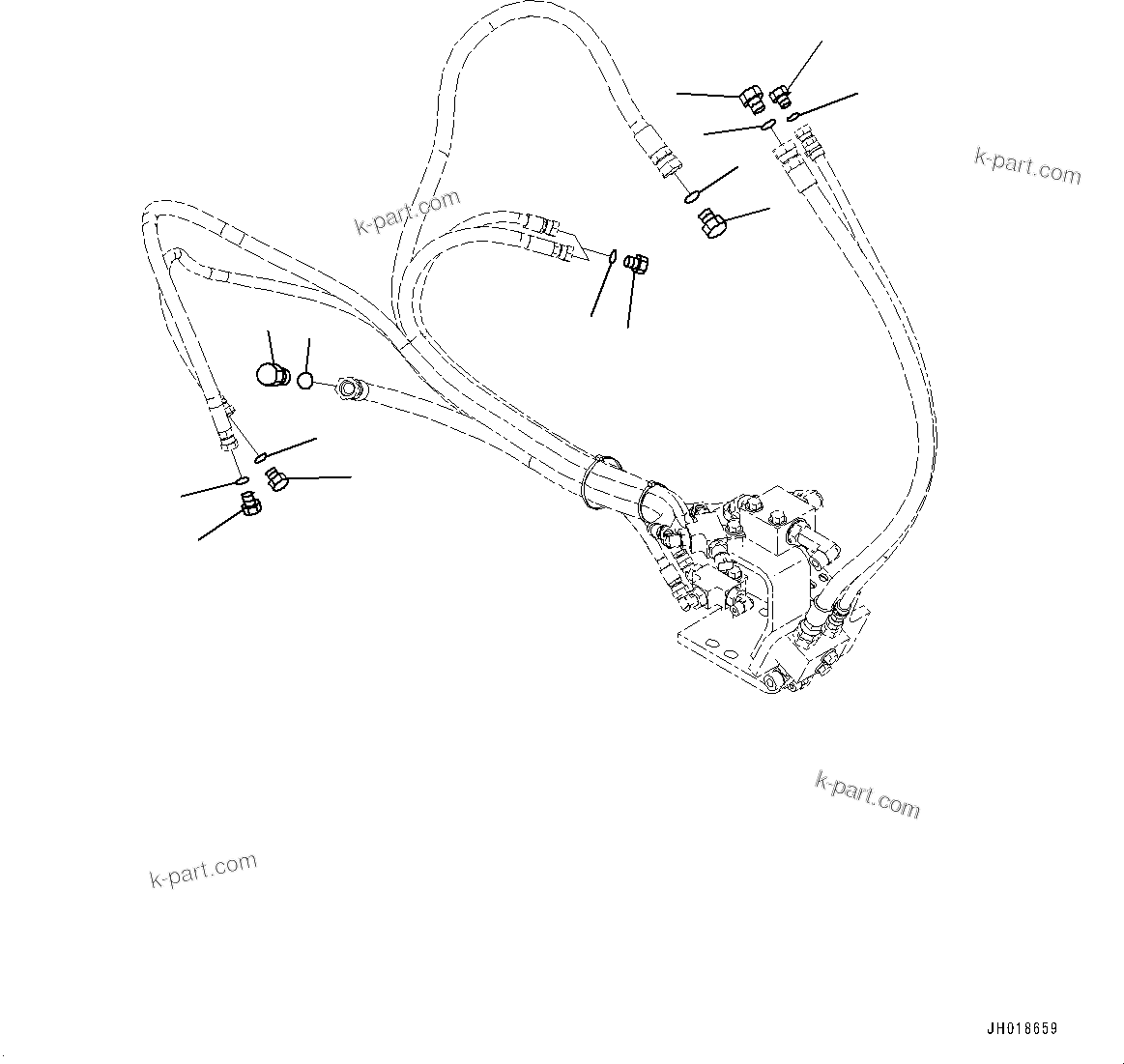 Komatsu parts book diagram for HB365LC-3E0 S/N K75001-UP: ANTI-DROP VALVE PIPING, WITHOUT BOOM, BLIND PLUG