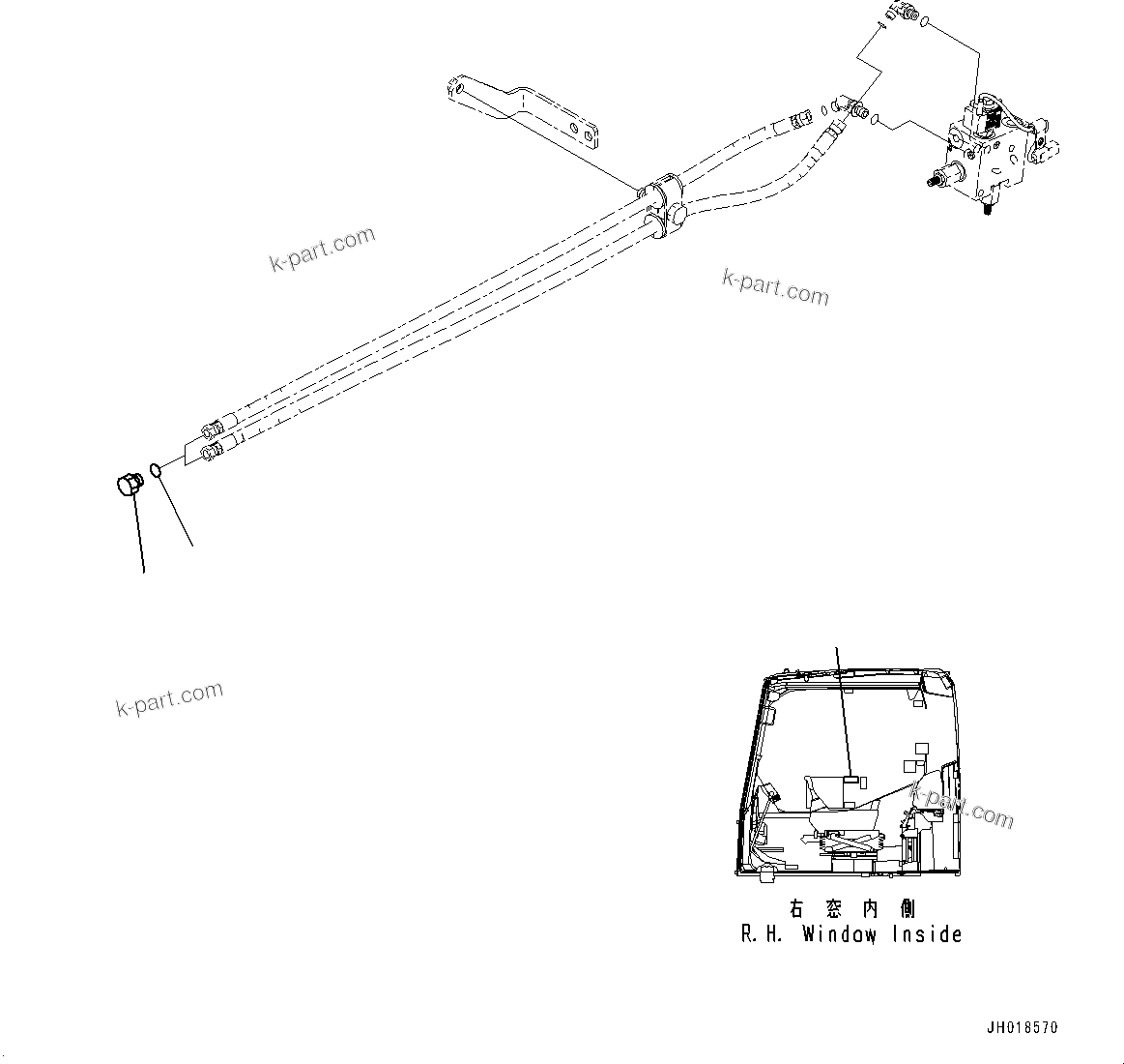 Komatsu parts book diagram for HB365LC-3E0 S/N K75001-UP: ADDITIONAL ACTUATOR PIPING, 2-ADDITIONAL ACTUATOR PIPING, ACCUMULATOR, QUICK COUPLING, WITHOUT BOOM, BLIND PLUG