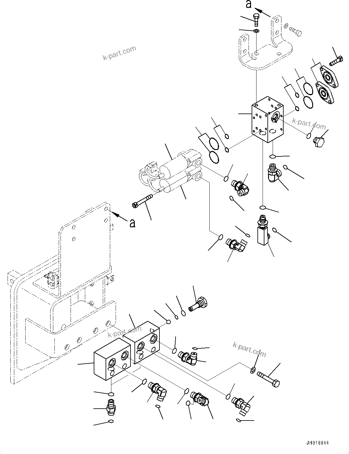 Komatsu parts book diagram for HB365LC-3E0 S/N K75001-UP: ADDITIONAL ACTUATOR PIPING, 1-ADDITIONAL ACTUATOR PIPING, ACCUMULATOR, QUICK COUPLING, SOLENOID VALVE GROUP