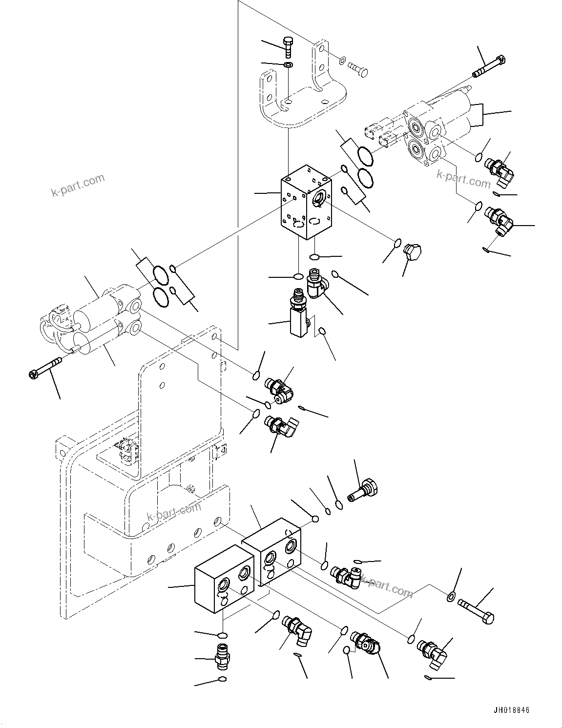 Komatsu parts book diagram for HB365LC-3E0 S/N K75001-UP: ADDITIONAL ACTUATOR PIPING, 2-ADDITIONAL ACTUATOR PIPING, ACCUMULATOR, QUICK COUPLING, WITHOUT BOOM, SOLENOID VALVE GROUP