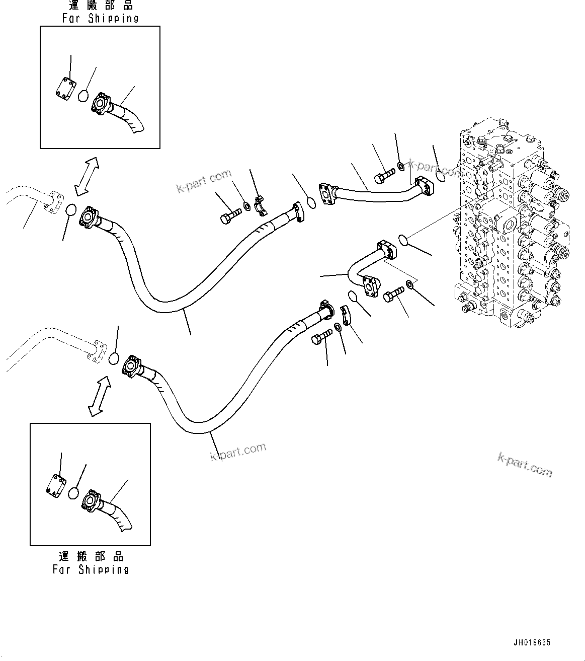 Komatsu parts book diagram for HB365LC-3E0 S/N K75001-UP: ATTACHMENT ADDITIONAL PIPING
