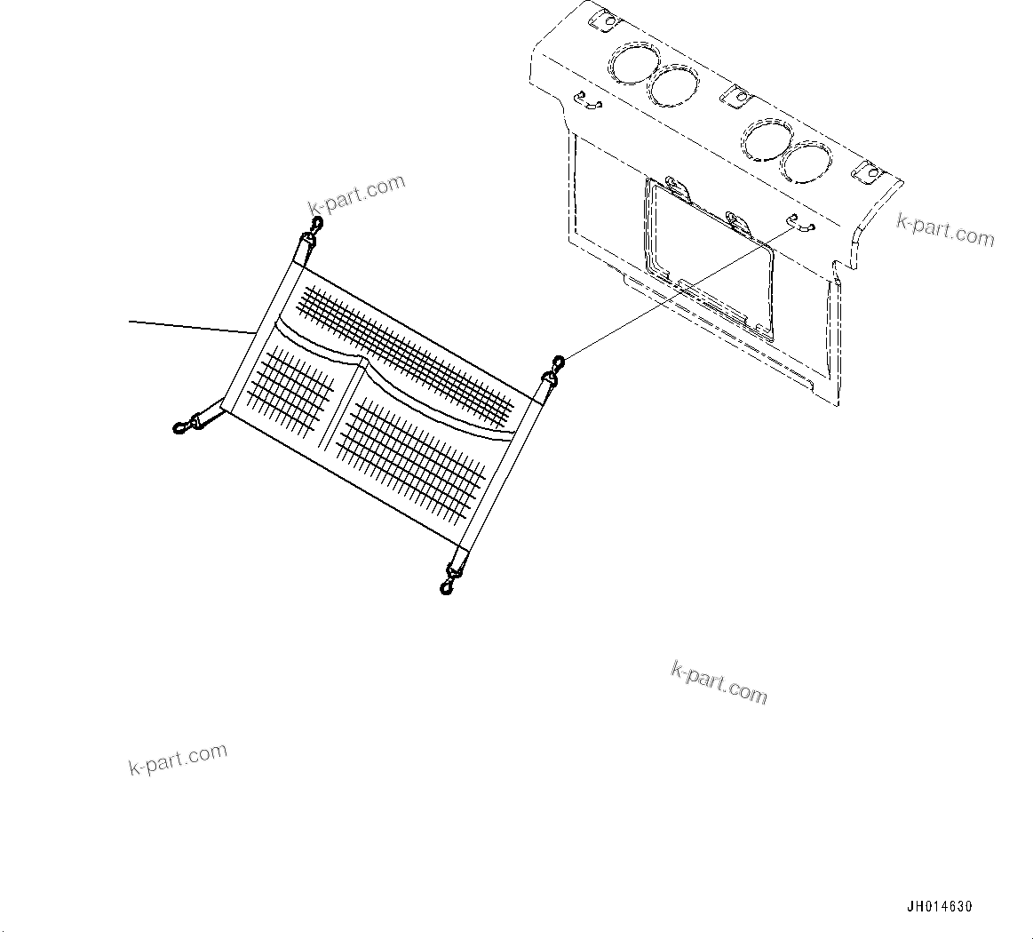 Komatsu parts book diagram for HB365LC-3E0 S/N K75001-UP: LUGGAGE BOX NET