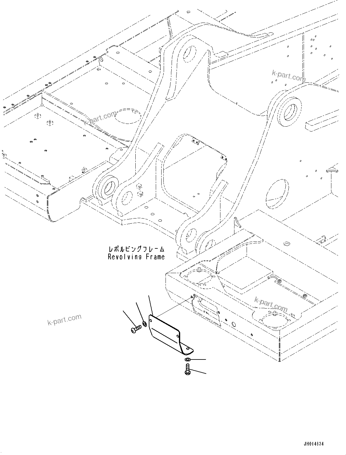 Komatsu parts book diagram for HB365LC-3E0 S/N K75001-UP: ADDITIONAL LOWER WIPER, WITHOUT FRONT LOWER WINDOW WIPER