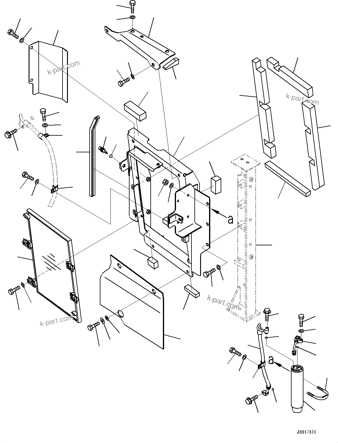 Komatsu parts book diagram for HB365LC-3E0 S/N K75001-UP: AIR CONDITIONER, RECEIVER AND CONDENSER