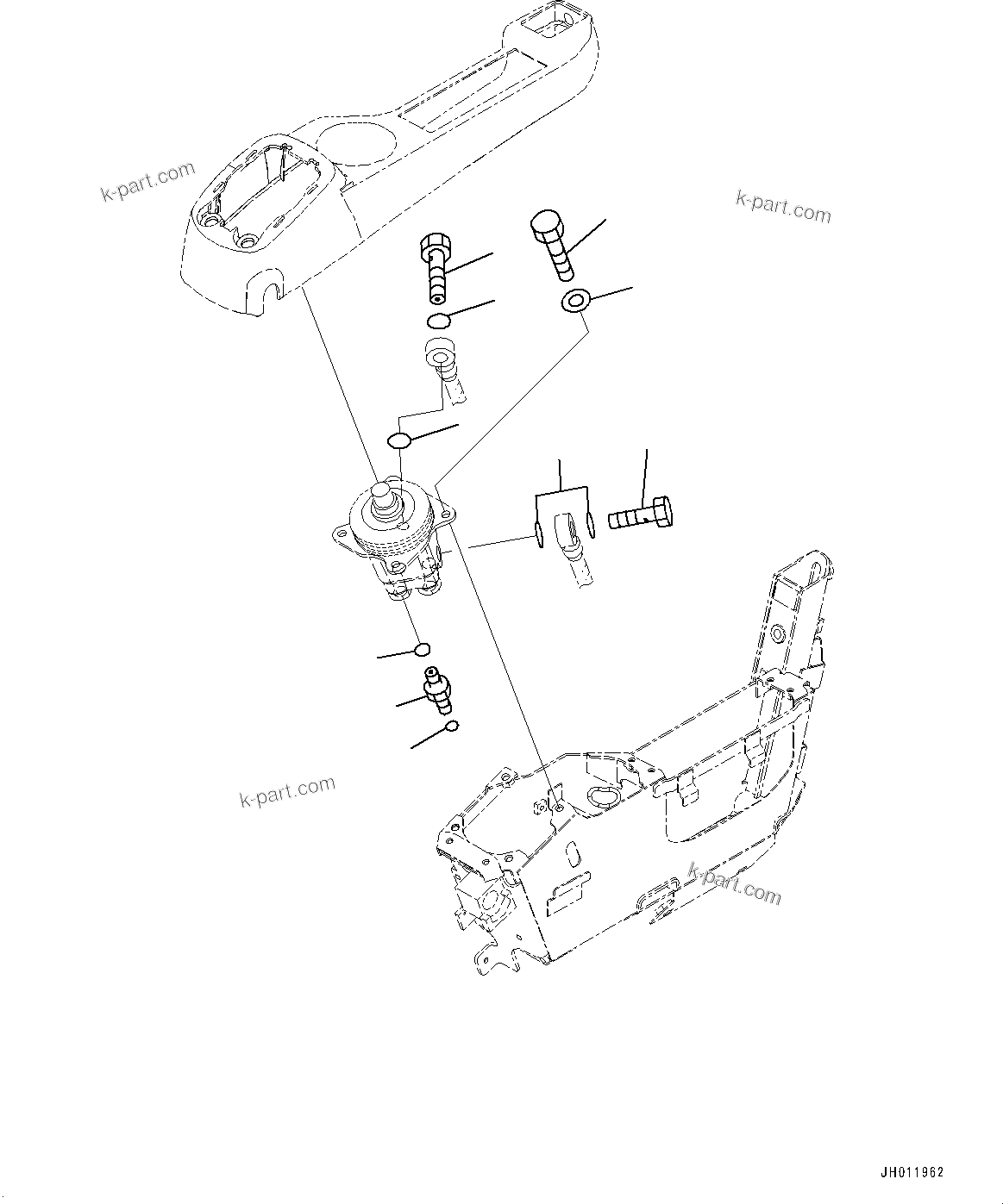 Komatsu parts book diagram for HB365LC-3E0 S/N K75001-UP: CAB, ADDITIONAL ACTUATOR PIPING, ACCUMULATOR, FLOOR, PPC VALVE MOUNTING FOR WORK EQUIPMENT, L.H. (2/2)