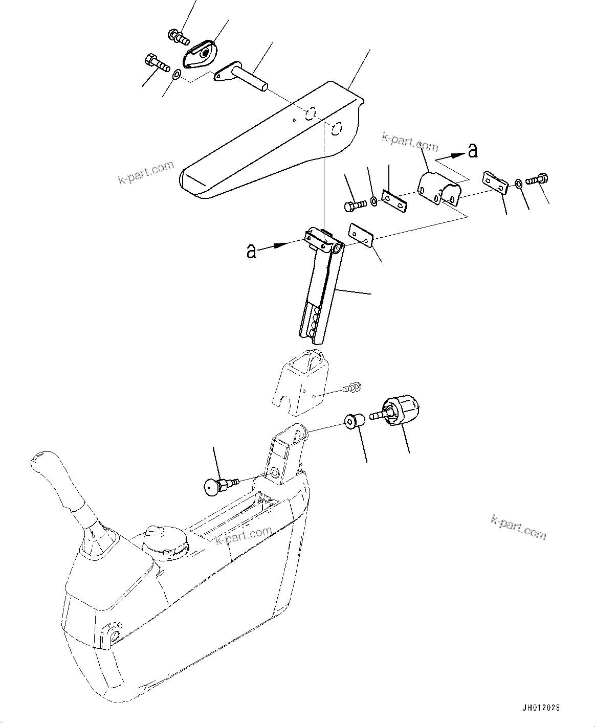 Komatsu parts book diagram for HB365LC-3E0 S/N K75001-UP: CAB, 1-SERVICE VALVE, FLOOR, ARMREST, L.H.