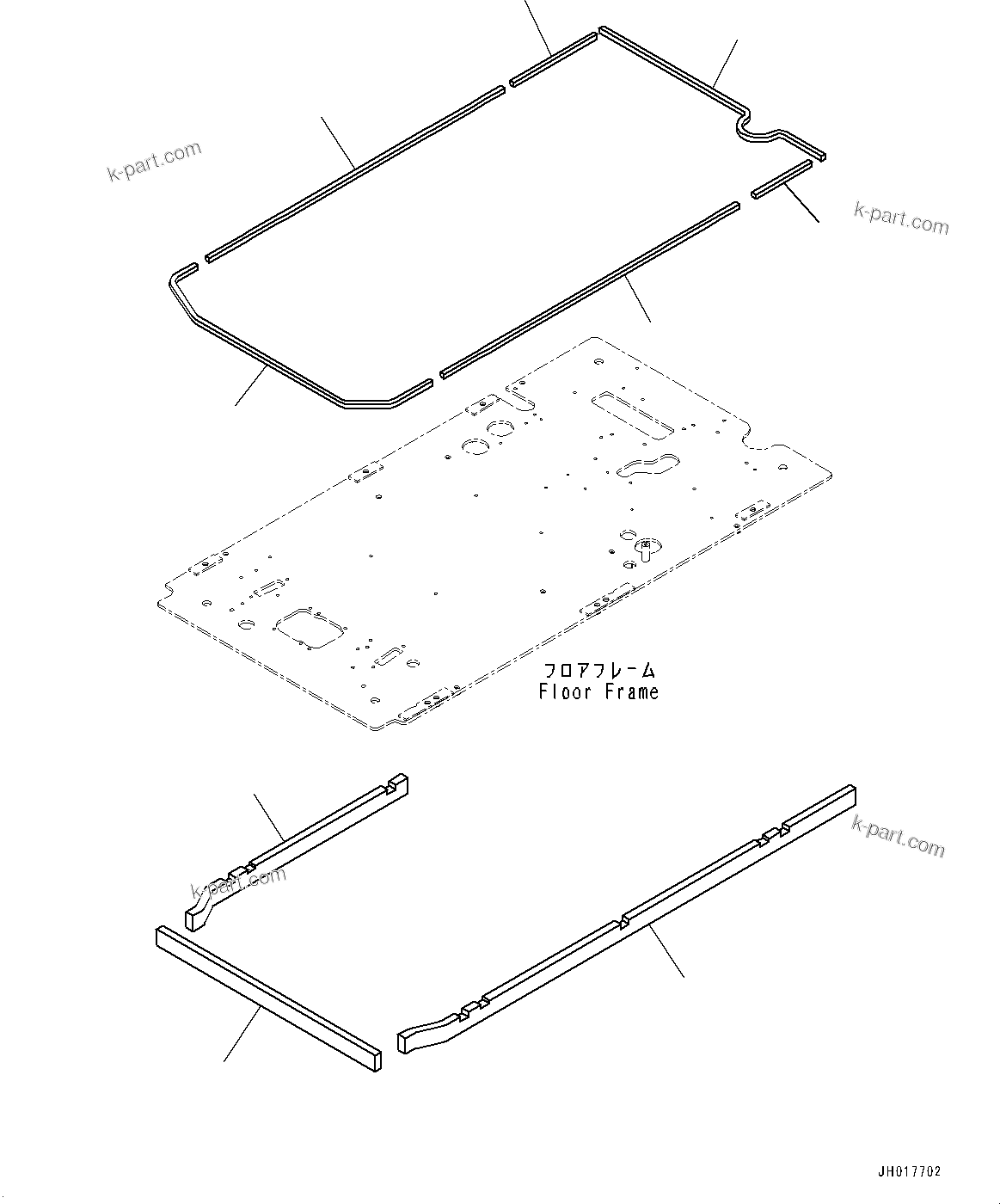 Komatsu parts book diagram for HB365LC-3E0 S/N K75001-UP: CAB, 1-SERVICE VALVE, FLOOR, SEAL