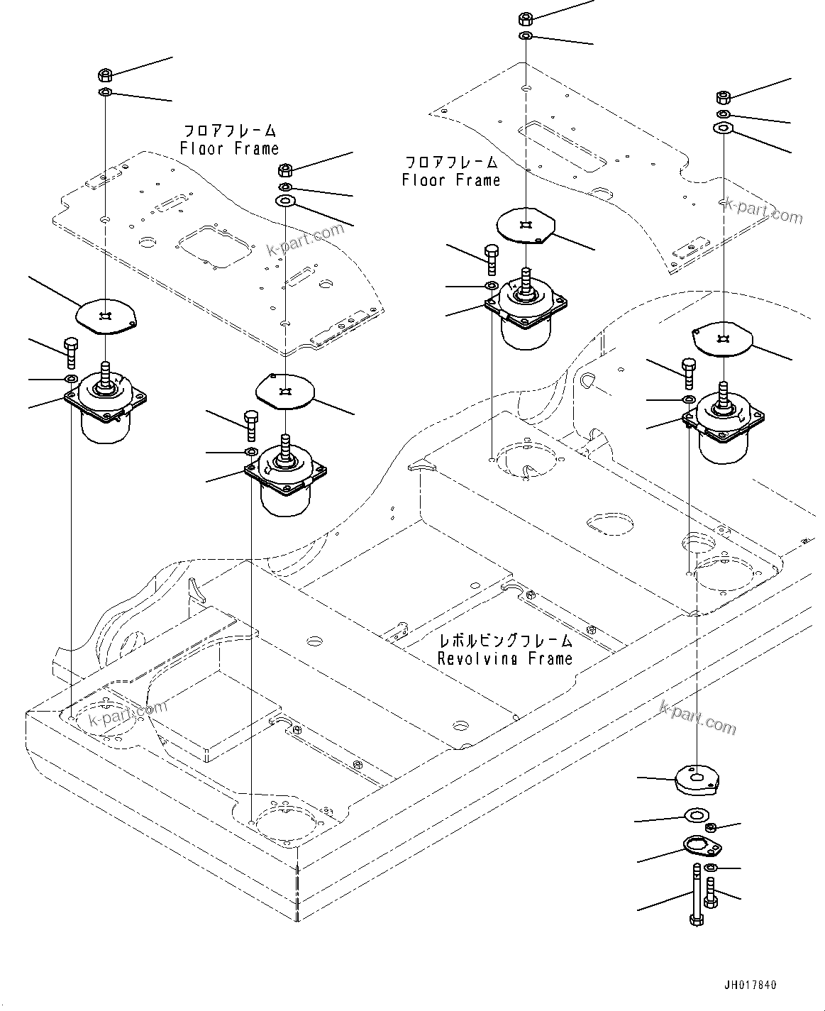 Komatsu parts book diagram for HB365LC-3E0 S/N K75001-UP: FLOOR MOUNTING