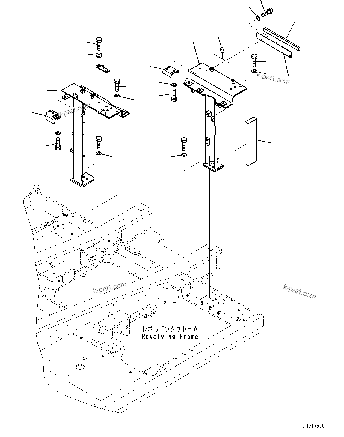 Komatsu parts book diagram for HB365LC-3E0 S/N K75001-UP: SIDE COVER L.H., (3/4)