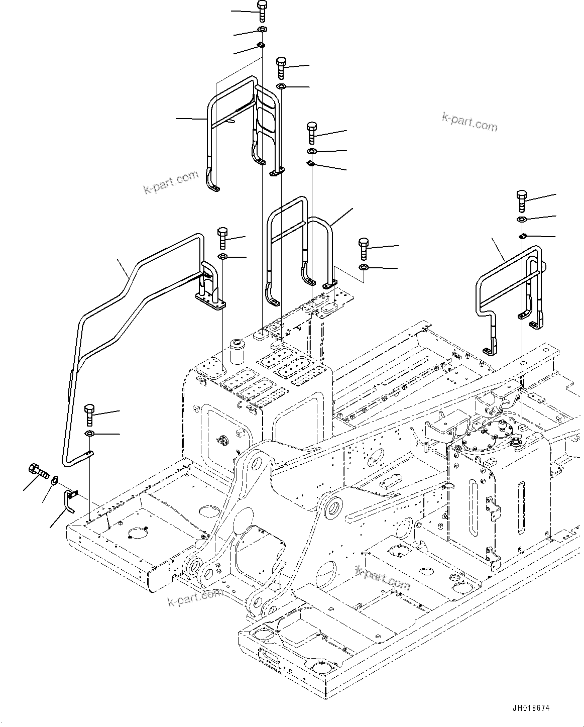 Komatsu parts book diagram for HB365LC-3E0 S/N K75001-UP: HANDRAIL, KOMVISION, REFUELING PUMP