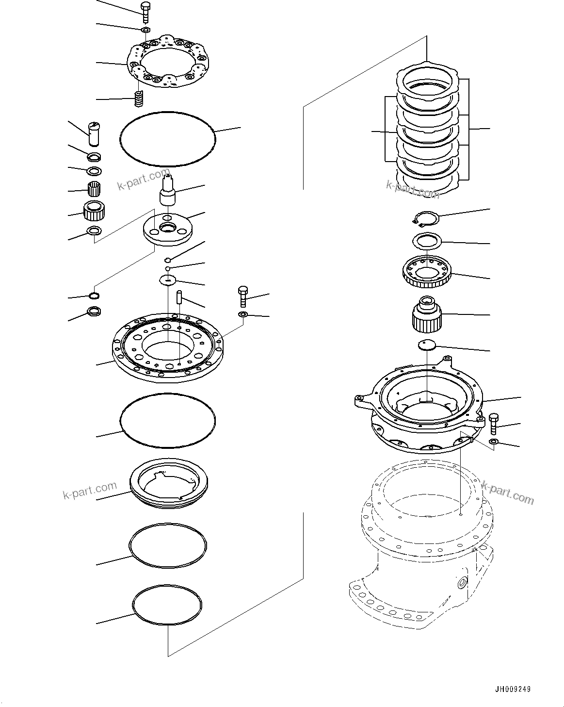 Komatsu parts book diagram for HB365LC-3E0 S/N K75001-UP: SWING MACHINERY AND MOTOR, SWING MACHINERY (2/2)